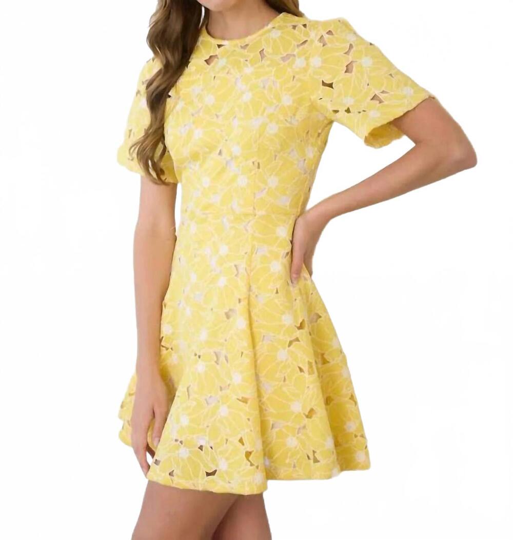 NEW ZOE AND CLAIRE sunshine short lace dress in yellow